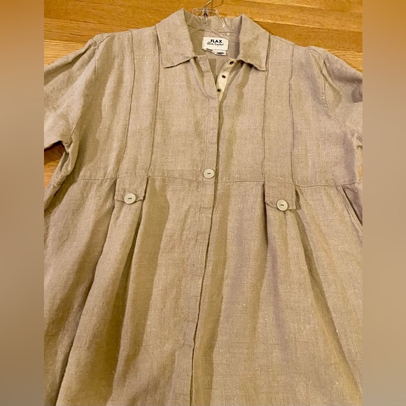 Flax Dresses & Skirts - FLAX 100% Linen Tailored Long Dress / Duster w Pleats